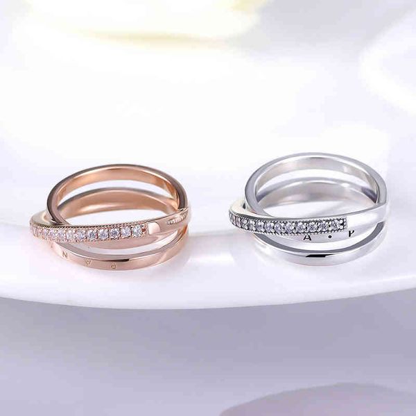 pan family ring feminine women's rose gold inlaid intertwined three style, Silver
pan family ring feminine women's rose gold inlaid intertwined three style, Silver