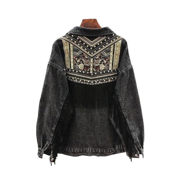 women's jackets denim jacket korean floral embroidery suede fringe loose chaquetas mujer coat long sleeve outerwear women veste femme p, Black;brown
women's jackets denim jacket korean floral embroidery suede fringe loose chaquetas mujer coat long sleeve outerwear women veste femme p, Black;brown