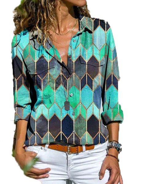 women's blouses & shirts spring diamond color print blouse shirt women elegant v-neck long sleeve autumn casual loose plus size str, White
women's blouses & shirts spring diamond color print blouse shirt women elegant v-neck long sleeve autumn casual loose plus size str, White