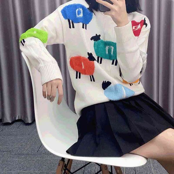 women's knits & tees rainbow color three-dimensional lamb loose colorful sweater cute aging women's blouse knitted cashmere wmhb, White
women's knits & tees rainbow color three-dimensional lamb loose colorful sweater cute aging women's blouse knitted cashmere wmhb, White