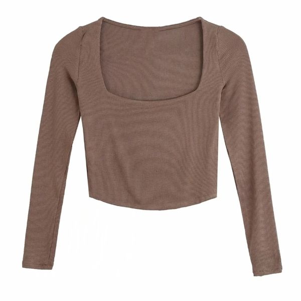 autumn women square collar knitting short t shirt casual femme o neck long sleeve crop t1380 220402, White
autumn women square collar knitting short t shirt casual femme o neck long sleeve crop t1380 220402, White