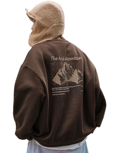 dazy mountain & slogan graphic drop shoulder thermal pullover without tee c4ch#, Black
dazy mountain & slogan graphic drop shoulder thermal pullover without tee c4ch#, Black