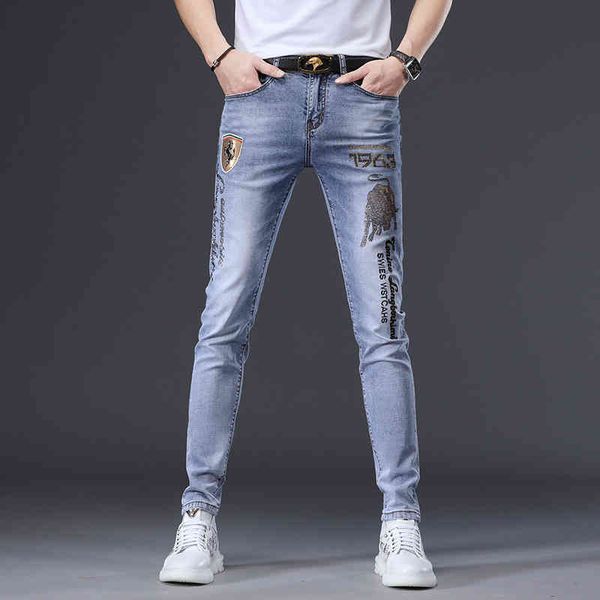 men's jeans blue slim fit small foot elastic fashion brand letter embroidery drill jeans pants men's summer
men's jeans blue slim fit small foot elastic fashion brand letter embroidery drill jeans pants men's summer