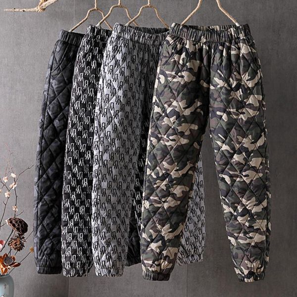 women winter camouflage printed down pants loose warm straight trousers casual y2k mom cotton harem female pantalones p323, Black;white 
women winter camouflage printed down pants loose warm straight trousers casual y2k mom cotton harem female pantalones p323, Black;white