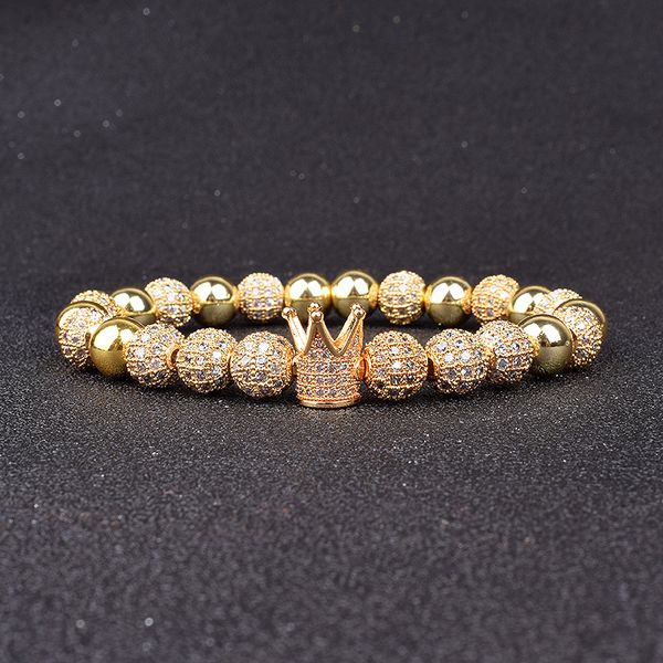 luxury gold color zircon crown ball bracelets homme fashion hematite beads healing bracelets for men women jewelry gift pulseira, Black
luxury gold color zircon crown ball bracelets homme fashion hematite beads healing bracelets for men women jewelry gift pulseira, Black
