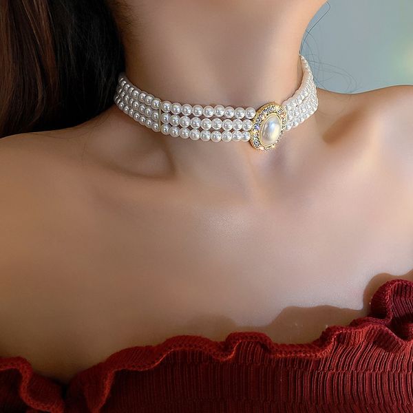 european and american exaggeration diamond chain choker luxury pearl necklace wholesale fashion female alloy jewelry for gifts, Golden;silver
european and american exaggeration diamond chain choker luxury pearl necklace wholesale fashion female alloy jewelry for gifts, Golden;silver