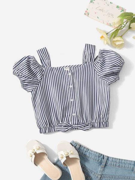toddler girls vertical striped cold shoulder bow front blouse she, White;black
toddler girls vertical striped cold shoulder bow front blouse she, White;black