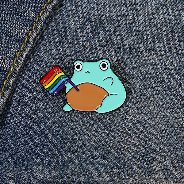 enamel armed lapel brooches pin creative cartoon frog with rainbow flag alloy badge backpack accessories girls boys brooch 1263 e3, Gray
enamel armed lapel brooches pin creative cartoon frog with rainbow flag alloy badge backpack accessories girls boys brooch 1263 e3, Gray