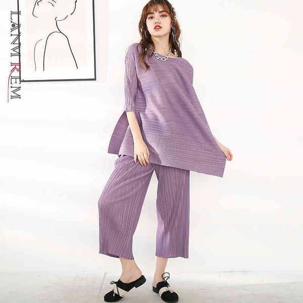 womens spring pelated two pieces set round collar side split elastic waist wide leg pants loose pb306 210507, White
womens spring pelated two pieces set round collar side split elastic waist wide leg pants loose pb306 210507, White