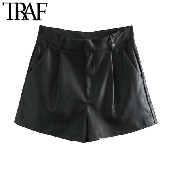 traf women chic fashion faux leather pleated shorts vintage high waist zipper fly side pockets female short pants mujer 210331, White;black
traf women chic fashion faux leather pleated shorts vintage high waist zipper fly side pockets female short pants mujer 210331, White;black