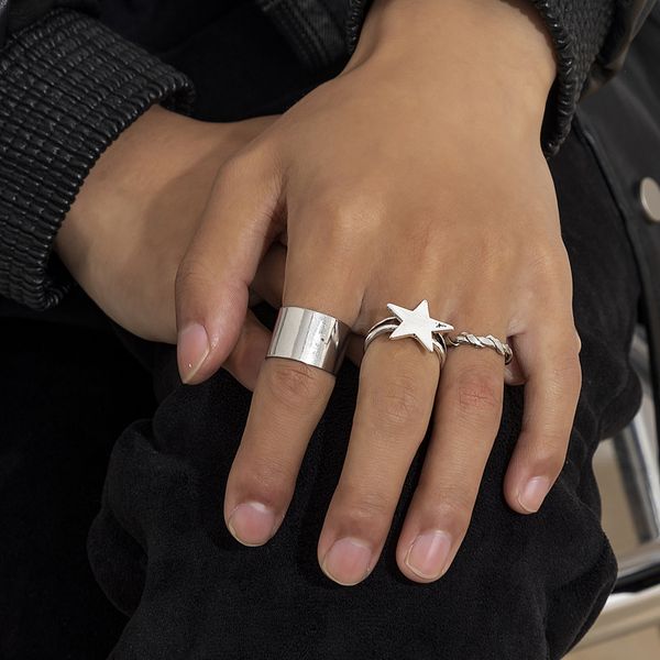 3pcs/set chain ring creative simple men retro geometric open pentagram ring male trendy niche design, Silver
3pcs/set chain ring creative simple men retro geometric open pentagram ring male trendy niche design, Silver
