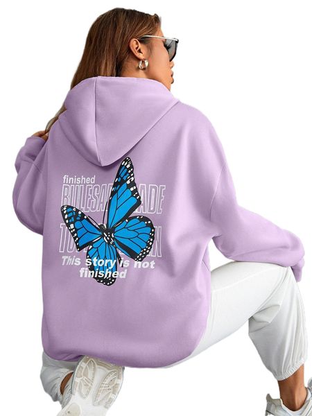 slogan & butterfly print thermal lined kangaroo pocket drawstring hoodie 29br#, Black
slogan & butterfly print thermal lined kangaroo pocket drawstring hoodie 29br#, Black