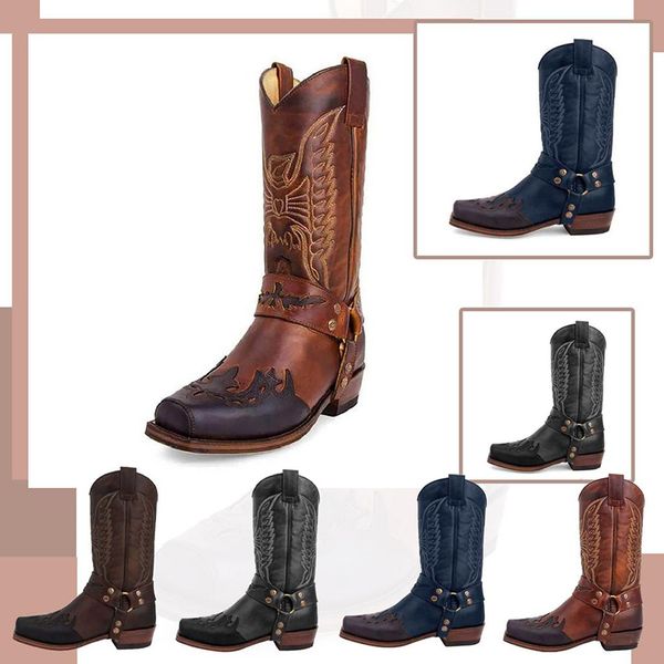 men knight boots leather stitching embroidered square toe mid calf comfortable handmade designer western motorcycle cowboy boots, Black
men knight boots leather stitching embroidered square toe mid calf comfortable handmade designer western motorcycle cowboy boots, Black