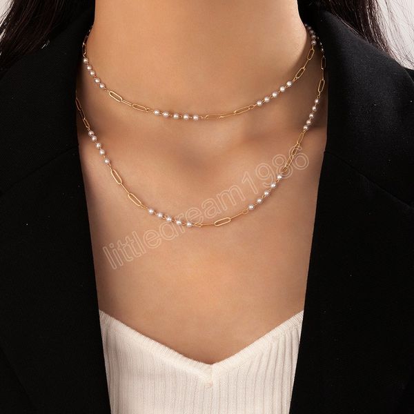 simple luxury jewelry pearl beaded double layer necklace alloy chain geometric multilayer necklace, Silver
simple luxury jewelry pearl beaded double layer necklace alloy chain geometric multilayer necklace, Silver