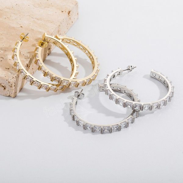womens simple charm large hoop earrings with iced baguette zirconia gold plating jewelry for anniversary gift, Golden;silver
womens simple charm large hoop earrings with iced baguette zirconia gold plating jewelry for anniversary gift, Golden;silver