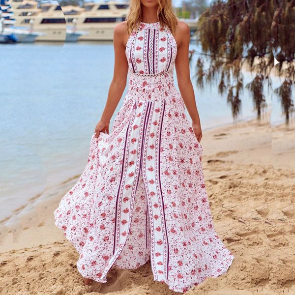 women summer printed maxi dress backless sleeveless vacation beach dress ladies slim a-line dress, Black;gray
women summer printed maxi dress backless sleeveless vacation beach dress ladies slim a-line dress, Black;gray