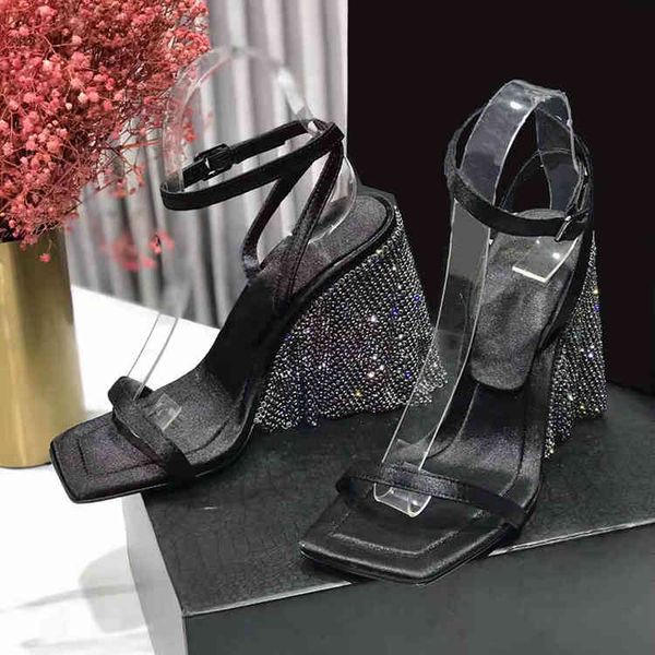 sliers summer tassel thin heel high-heeled shoes fashion one line buckle square head sandals women's, Black
sliers summer tassel thin heel high-heeled shoes fashion one line buckle square head sandals women's, Black