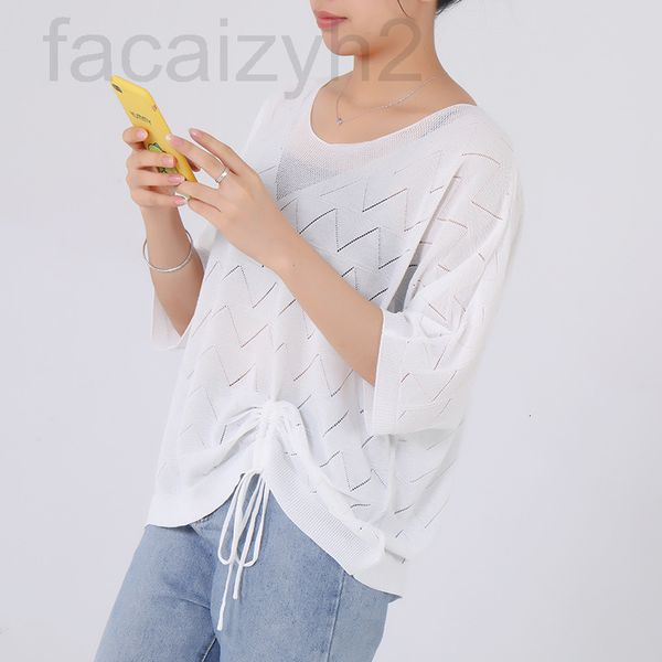 women's knits & tees designer summer korean version new solid color irregular round neck hollow out knitted medium sleeve t-shirt ice d, White
women's knits & tees designer summer korean version new solid color irregular round neck hollow out knitted medium sleeve t-shirt ice d, White