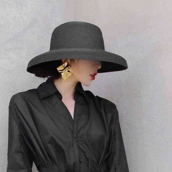 superior quality summer hepburn style vintage design straw hat women girls solid color beach holiday big sun cap g220301, Blue;gray
superior quality summer hepburn style vintage design straw hat women girls solid color beach holiday big sun cap g220301, Blue;gray