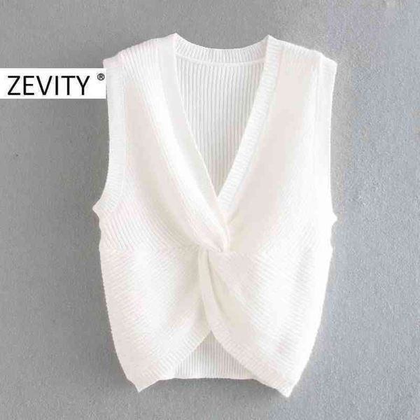 zevity women fashion cross v neck knotted knitting sweater ladies basic sleeveless casual slim sweaters chic s339 210419, White;black
zevity women fashion cross v neck knotted knitting sweater ladies basic sleeveless casual slim sweaters chic s339 210419, White;black