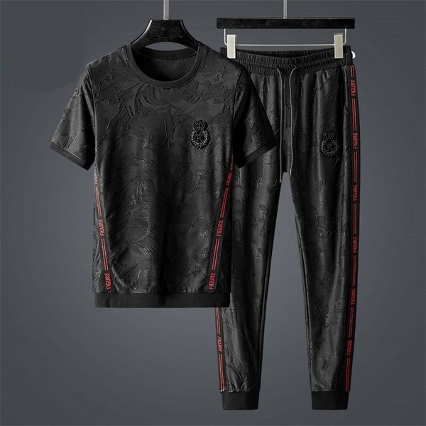 high end luxury leisure sports suit men s summer loose korean trend set of clothes t shirt short sleeve trousers two piece 220621, Gray
high end luxury leisure sports suit men s summer loose korean trend set of clothes t shirt short sleeve trousers two piece 220621, Gray