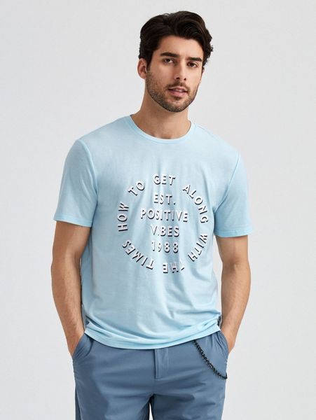 men slogan graphic crew neck tee n689#, White;black
men slogan graphic crew neck tee n689#, White;black