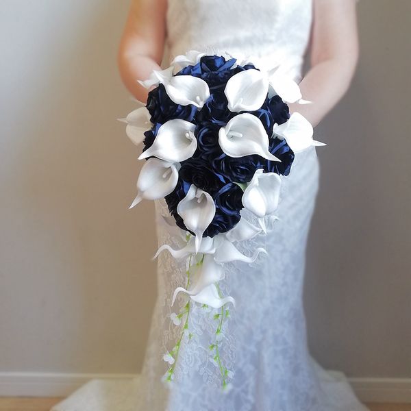 waterfall wedding flowers navy blue roses calla lilies silk bridal bouquets de mariage artificial pearls crystal party decoration
waterfall wedding flowers navy blue roses calla lilies silk bridal bouquets de mariage artificial pearls crystal party decoration