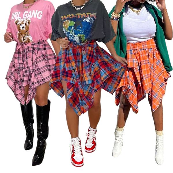 fashion plaid print shirts short skirts for womens nightclub style irregular hem bandage skirts gl6556, Black
fashion plaid print shirts short skirts for womens nightclub style irregular hem bandage skirts gl6556, Black
