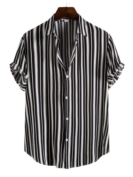 romwe guys striped shirt v6ta#, White;black