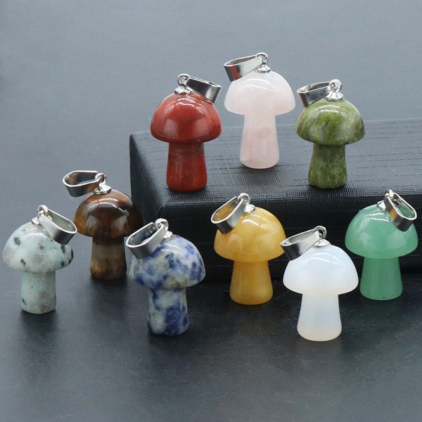 natural stone carving 2cm mushroom shape pendant charms reiki healing chakra crystal necklace for women jewelry flower pot home decoration, Silver
natural stone carving 2cm mushroom shape pendant charms reiki healing chakra crystal necklace for women jewelry flower pot home decoration, Silver