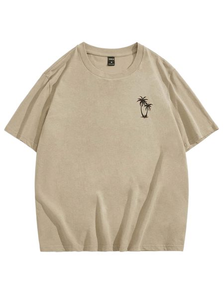 men drop shoulder tropical print tee m6th#, White;black