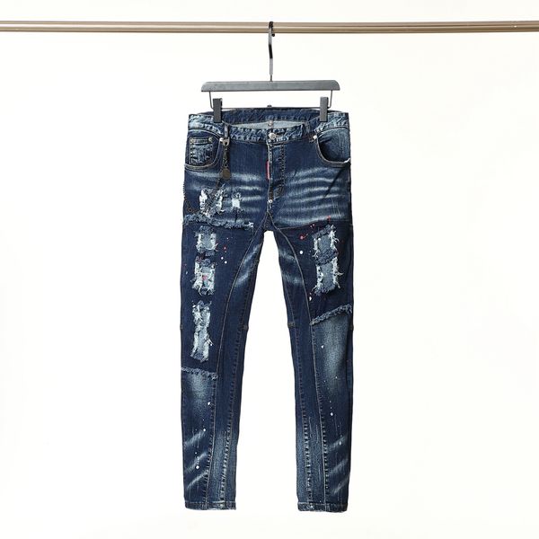 men jeans distressed motorcycle biker skinny slim ripped hole letter brand hip hop denim pants, Blue
men jeans distressed motorcycle biker skinny slim ripped hole letter brand hip hop denim pants, Blue