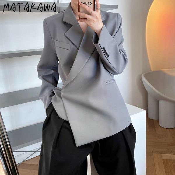 fashion design sense hidden button women blazers spring korean temperament suit notched solid blazer 210506, White;black
fashion design sense hidden button women blazers spring korean temperament suit notched solid blazer 210506, White;black
