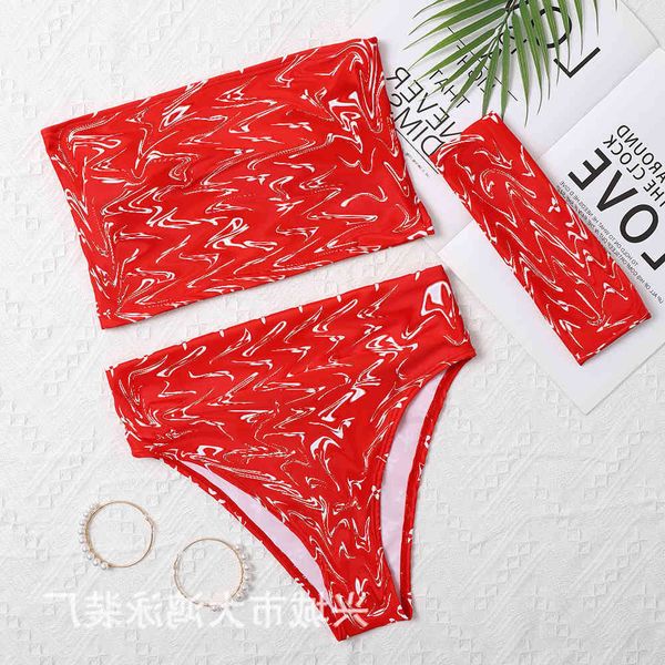 women's swimwear three piece bra swimsuit women's split printed bikini swimsuit, White;black
women's swimwear three piece bra swimsuit women's split printed bikini swimsuit, White;black
