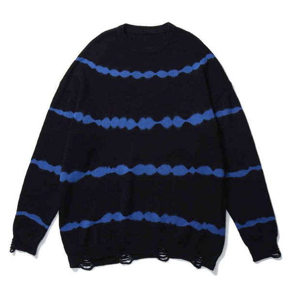 lacible striped ripped men knitted sweater hip hop tie dye pullover streetwear loose harajuku men clothing sweater oversize t220730, White;black
lacible striped ripped men knitted sweater hip hop tie dye pullover streetwear loose harajuku men clothing sweater oversize t220730, White;black