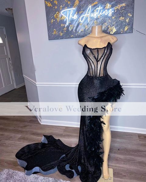 black dress for women prom transparent sequins with feathers mermaid evening gowns high low african club outfit party gowns
black dress for women prom transparent sequins with feathers mermaid evening gowns high low african club outfit party gowns