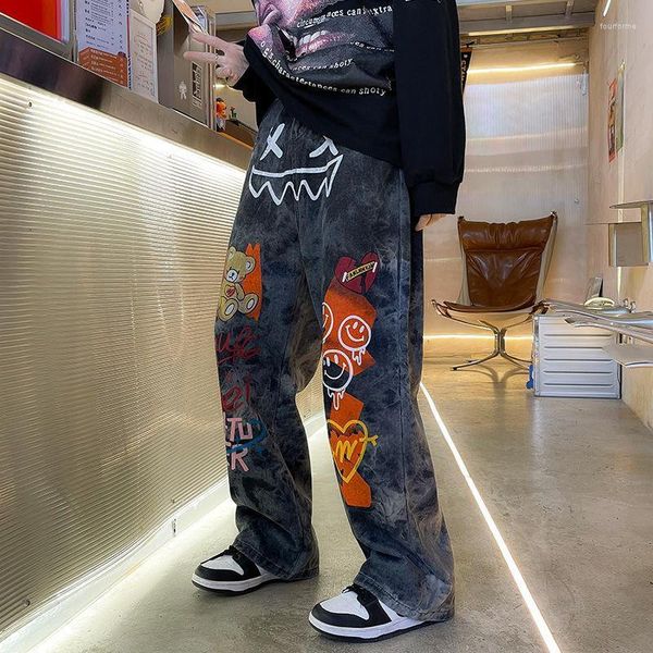 men's jeans straight trendy brand hiphop graffiti wide-leg pants high street washed mopping loose thick denim trousers four seasons, Blue
men's jeans straight trendy brand hiphop graffiti wide-leg pants high street washed mopping loose thick denim trousers four seasons, Blue