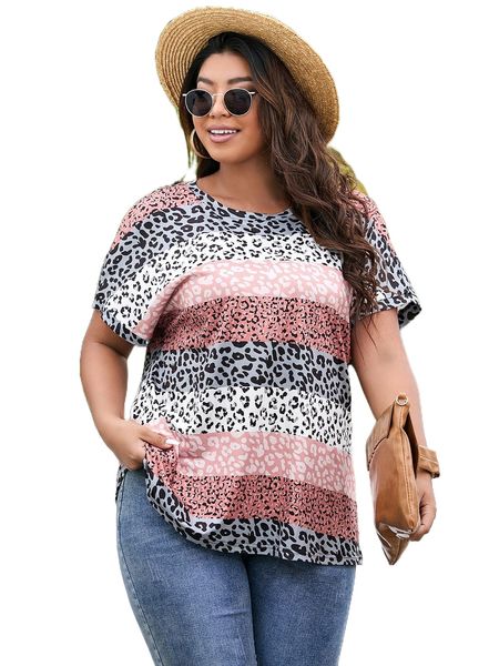 plus colorblock leopard batwing sleeve tee z6ig#, Black
plus colorblock leopard batwing sleeve tee z6ig#, Black