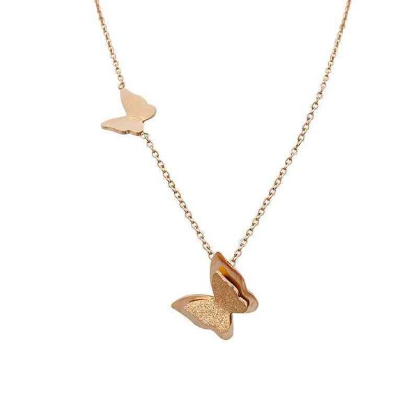 small and luxurious stainls steel plated real gold frosted pendant fashion double-layer butterfly necklace, Silver
small and luxurious stainls steel plated real gold frosted pendant fashion double-layer butterfly necklace, Silver