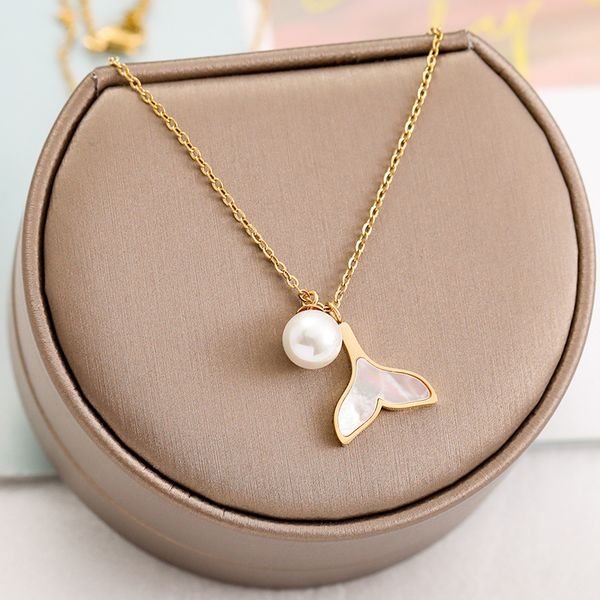 luxury women style white shell fishtail pendant pearl charm necklace jewelry, Silver
luxury women style white shell fishtail pendant pearl charm necklace jewelry, Silver