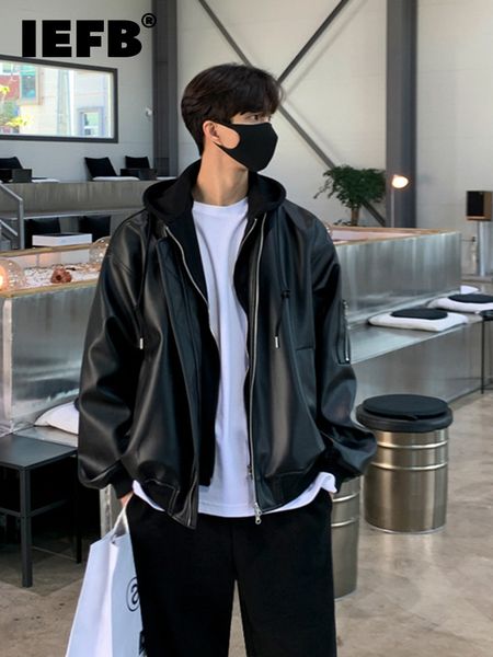 iefb pu leather men's splicing hooded jacket korean loose fashion solid color casual temperament zipper 9a1507 220816, Black;brown
iefb pu leather men's splicing hooded jacket korean loose fashion solid color casual temperament zipper 9a1507 220816, Black;brown