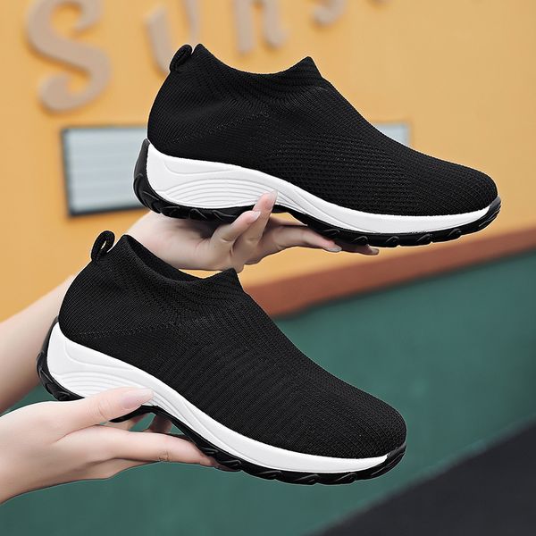 walking shoes women chunky sneakers platform fashion knitting casual loafers slip-on breathable 220511, Black;white
walking shoes women chunky sneakers platform fashion knitting casual loafers slip-on breathable 220511, Black;white