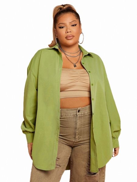 sxy plus drop shoulder curved hem shirt p1vd#, Black
sxy plus drop shoulder curved hem shirt p1vd#, Black