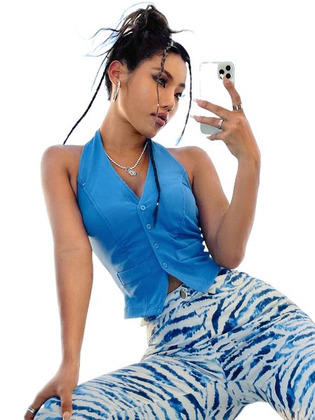 ribbed knit backless halter 73hz#, White
ribbed knit backless halter 73hz#, White