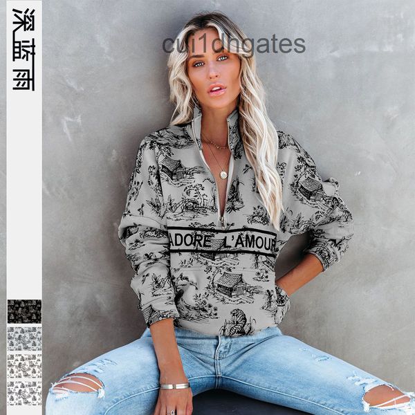 2022 designer di or t shirt and tees dress autumn lettered printed women's clothing niche design fashion stand collar sweater half zipp, Black
2022 designer di or t shirt and tees dress autumn lettered printed women's clothing niche design fashion stand collar sweater half zipp, Black