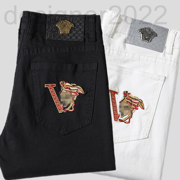 men's jeans designer spring and summer men's jeans pure black white two-color cotton high elastic small foot slim fitting korean v, Blue
men's jeans designer spring and summer men's jeans pure black white two-color cotton high elastic small foot slim fitting korean v, Blue