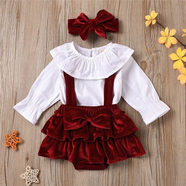 baywell spring autumn 3pcs/set infant baby girl clothes ruffle collar long sleeve red velvet suspender skirt+headband 0-24m 220315, White
baywell spring autumn 3pcs/set infant baby girl clothes ruffle collar long sleeve red velvet suspender skirt+headband 0-24m 220315, White