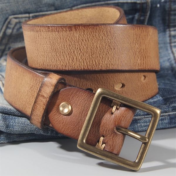 vintage 100% cowhide retro non-interlayer natural leather copper buckle men's belt jeans casual pants 220427, Black;brown
vintage 100% cowhide retro non-interlayer natural leather copper buckle men's belt jeans casual pants 220427, Black;brown