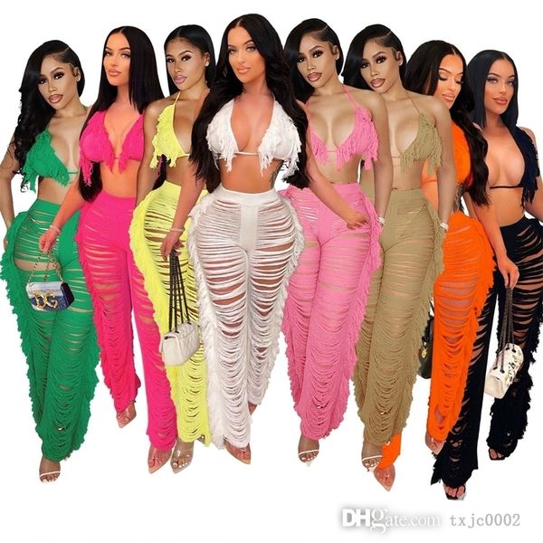 2022 summer two piece women set tracksuits womens knitted hollow out perspective tassel bra pants suit beach style, Gray
2022 summer two piece women set tracksuits womens knitted hollow out perspective tassel bra pants suit beach style, Gray