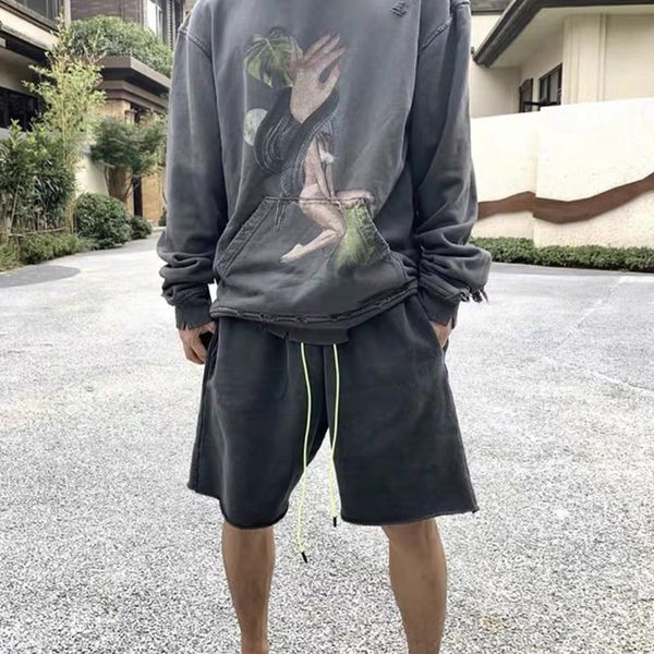 knife cut hem washed old shorts high street men women fluorescent green drawstring cotton shorts, Black
knife cut hem washed old shorts high street men women fluorescent green drawstring cotton shorts, Black